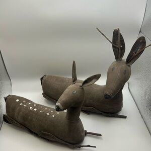 Brown Folk Art Animal Deer Sculptures